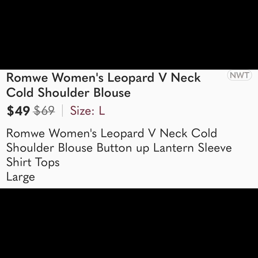Leopard V Neck Cold Shoulder blouse - Picture 7 of 7